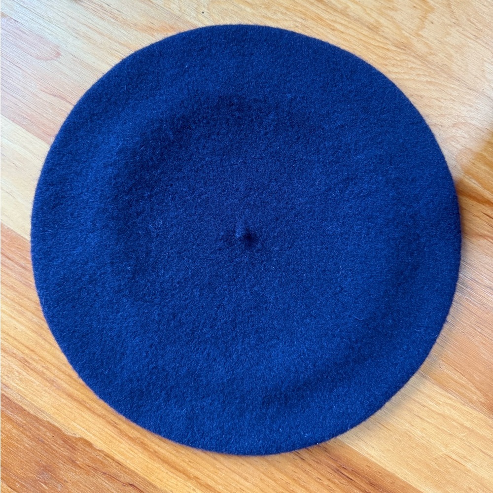 Barneys New York Deep Blue Wool Beret